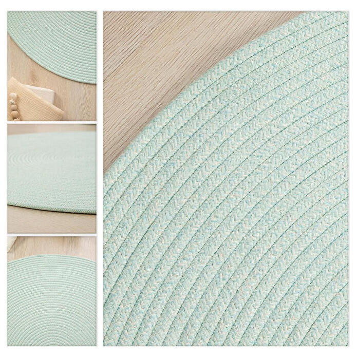 Ocean Home Textile Yıkanabilir Mint Kırçıllı Pamuklu Halı Kilim Ø 120 Cm