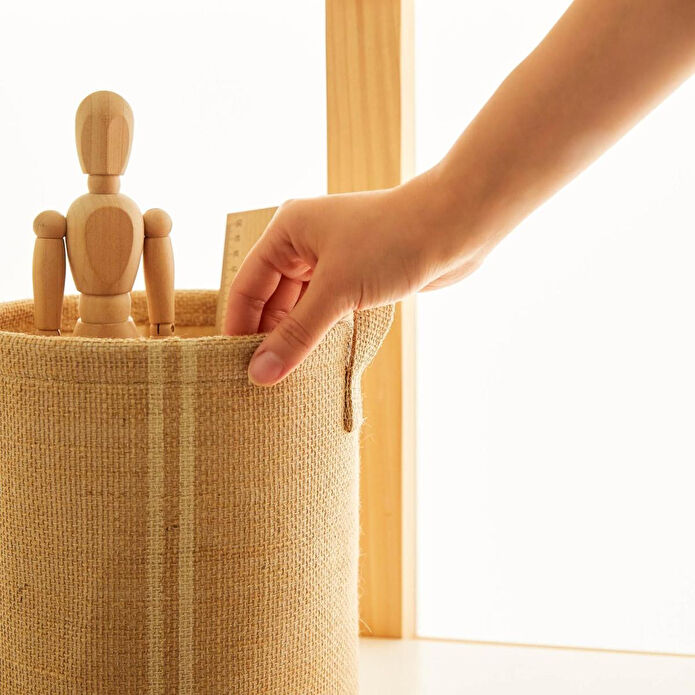 Ocean Home Textile Çizgili Jüt Sepet 20 X 20 Cm