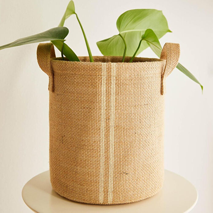 Ocean Home Textile Çizgili Jüt Sepet 20 X 20 Cm