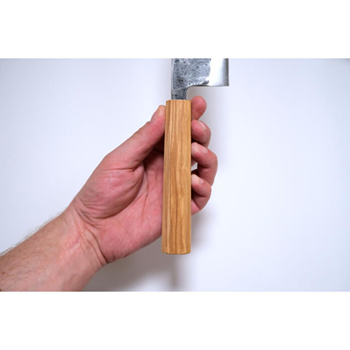 Hatsukokoro Santoku Şef Bıçağı - Aogami #2 - Kurouchi 165mm - Zeytin Ağacı Sap
