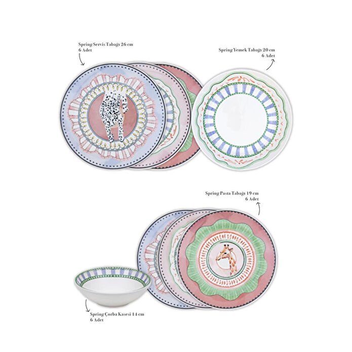 The Mia Spring 6 Kişilik Yemek Takımı 24 Parça Set 1