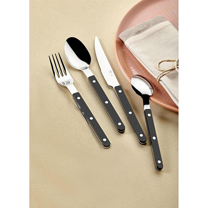 The Mia Comida Çatal Kaşık Bıçak Takımı Siyah 24 Parça