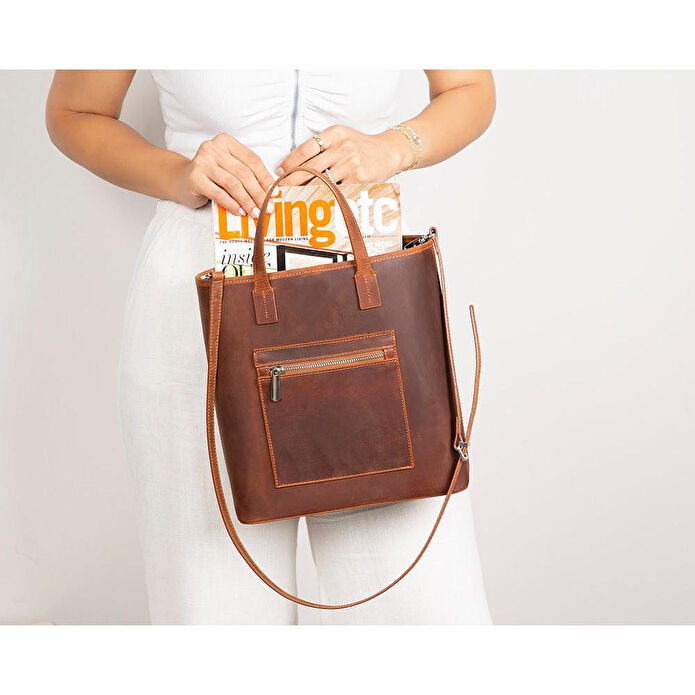 Bloominbag Bloomtote Valetto Terracotta Hakiki Deri Omuz Çantası / Tote Bag