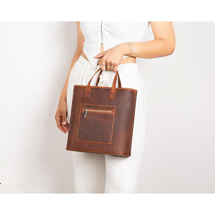 Bloominbag Bloomtote Valetto Terracotta Hakiki Deri Omuz Çantası / Tote Bag
