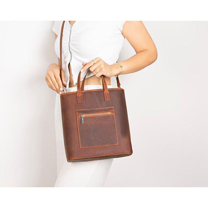 Bloominbag Bloomtote Valetto Terracotta Hakiki Deri Omuz Çantası / Tote Bag