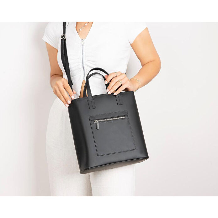 Bloominbag Bloomtote Valetto Noir Hakiki Deri Omuz Çantası / Tote Bag