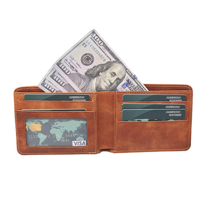 Bloominbag Bloomfold Cognac Tan Hakiki Deri Cüzdan