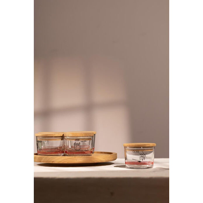 Rakle Toskana Bambu Döner Stantlı 5'li Kahvaltı Seti 220 Cc