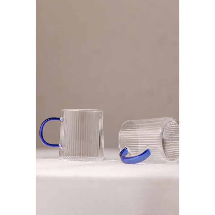 Rakle Borosilikat 2'li Kupa Seti Mavi Kulplu 320 Cc
