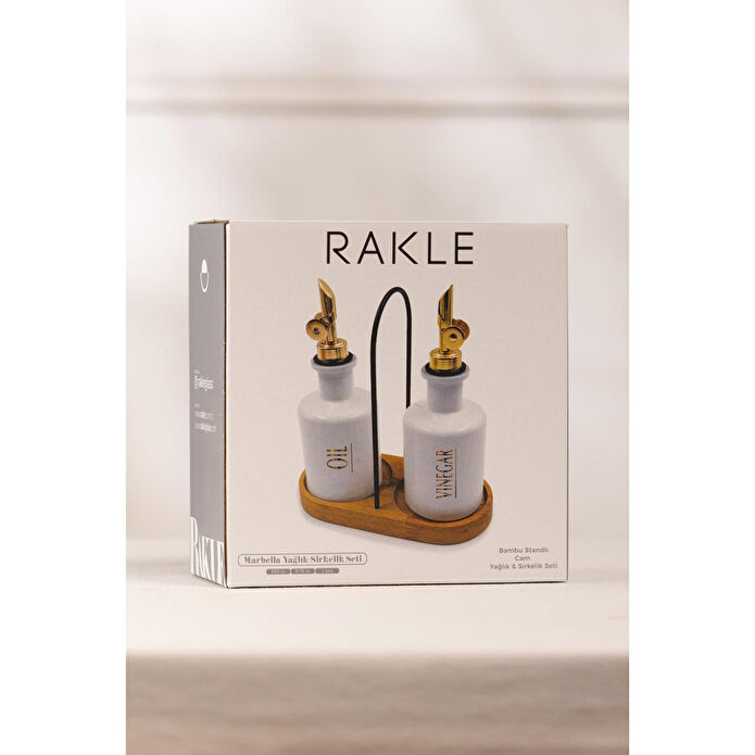 Rakle Marbella Bambu Stantlı 2'li Yağlık-sirkelik Seti Beyaz 200 Cc