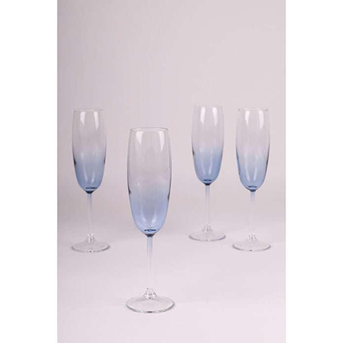 Rakle Larc 4'lü Şampanya Kadehi Seti Mavi 220 Cc