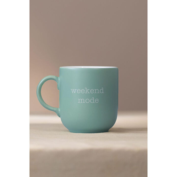 Rakle Mottolu Seramik 2'li Kupa Seti Pembe-mavi 400 Cc