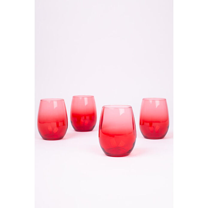 Rakle Larc 4'lü Su Bardağı Seti Kırmızı 350 Cc