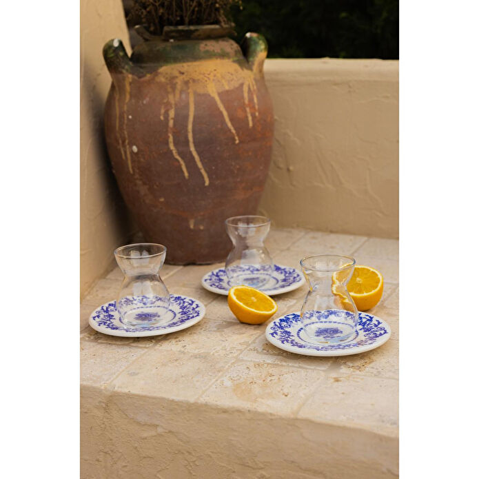 Rakle Bleu Blanc Seramik 6'lı Çay Tabağı Seti 13 Cm