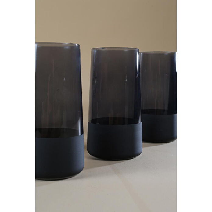 Rakle Matte 4'lü Meşrubat Bardağı Seti Siyah 520 Cc
