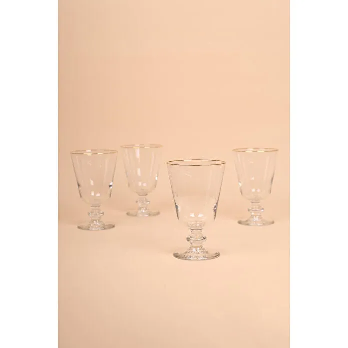 Rakle Pure Altın Yaldızlı 4'lü Ayaklı Bardak Seti 280 Cc