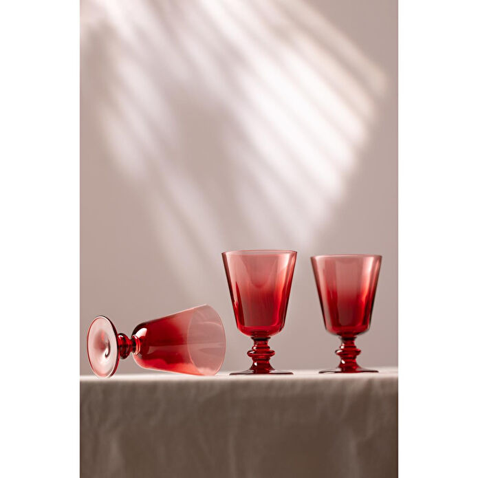 Rakle Larc 4'lü Ayaklı Su Bardağı Seti Kırmızı 220 Cc