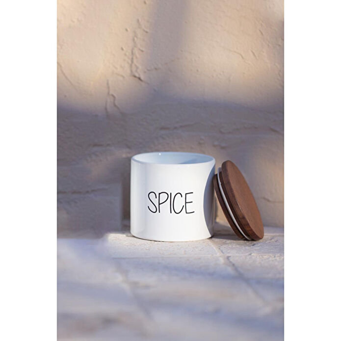 Rakle Nero Seramik Ahşap Kapaklı 3'lü Baharatlık Seti 345 Cc