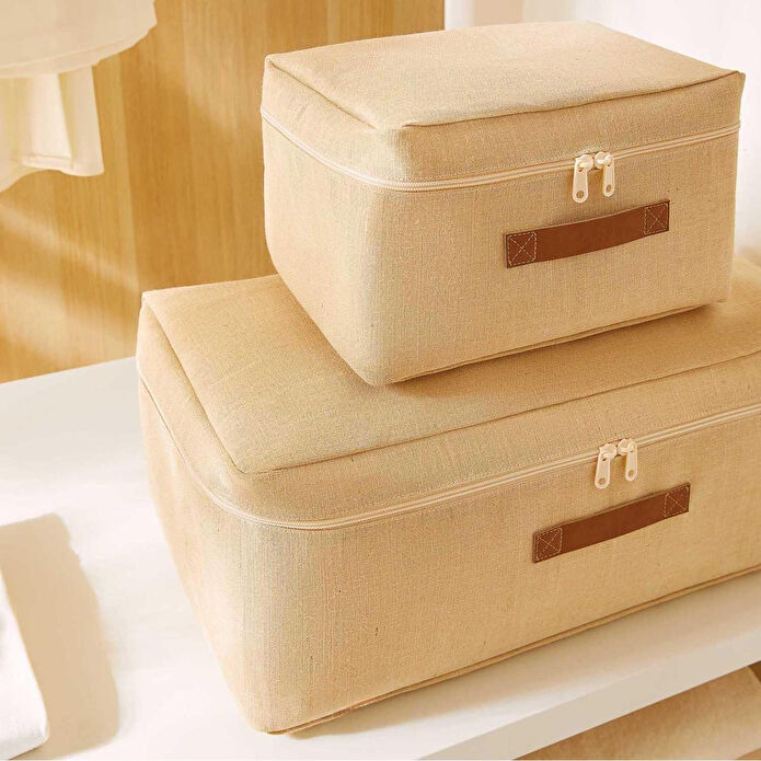 Ocean Home Textile 2'li Jüt Keten Hurç Set 30 X 22 X 18 / 52 X 28 X 21 Cm