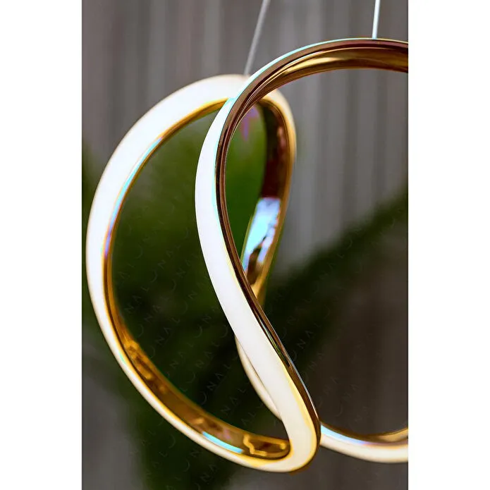 Luna Lighting Deluxe Gold Kaplama Metal Beyaz Işık Led Avize