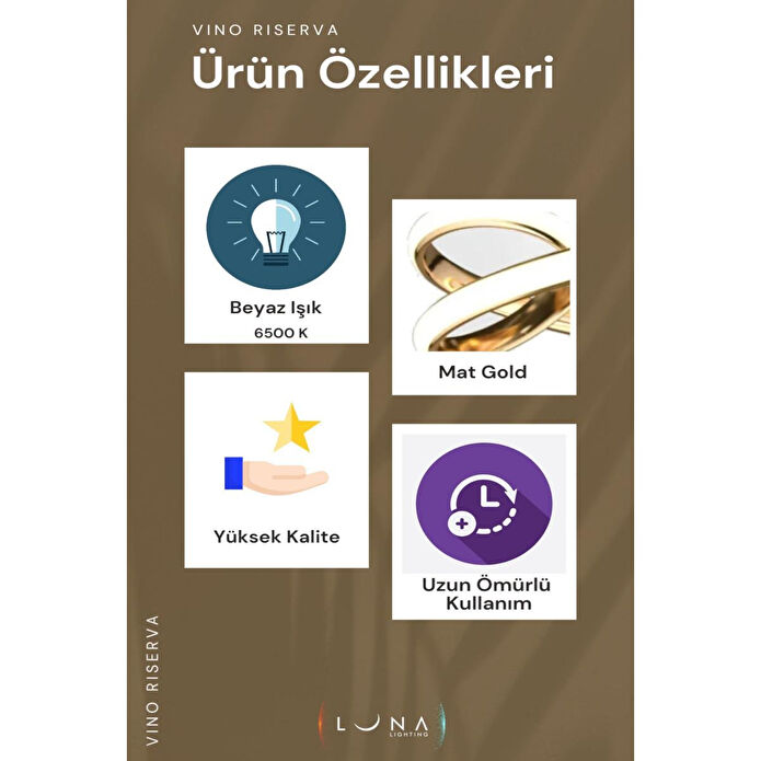 Luna Lighting Vino Riserva Model Gold Kaplama Metal Led Plafonyer Avize