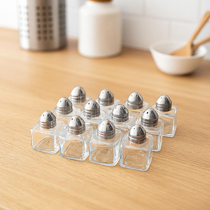 Vienev 12'li Mini Kare Tuzluk Ve Biberlik Seti