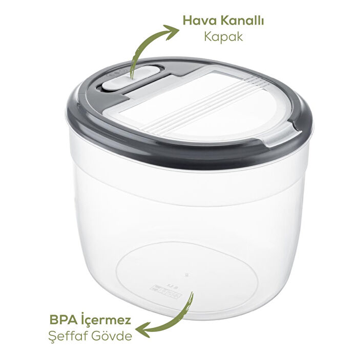 Vienev 2'li 8 Litre Büyük Boy Plastik Saklama Kabı – Koyu Gri Kapaklı