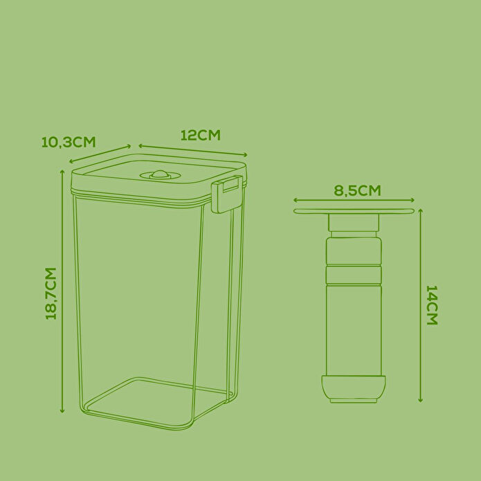 Vienev 7'li Vakumlu Saklama Kabı Seti | 6x 1,3 Litre Kap + Manuel Pompa