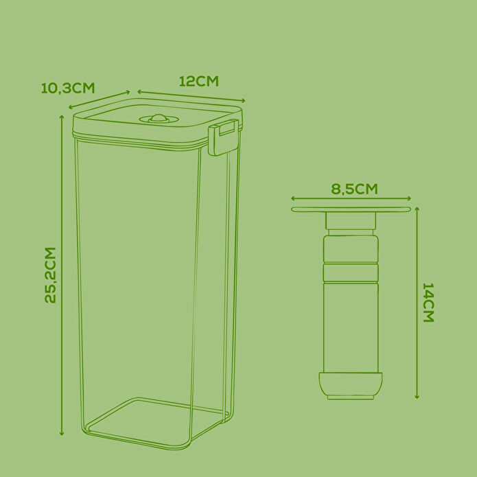 Vienev 7'li Vakumlu Saklama Kabı Seti | 6x 2 Litre Kap + Manuel Pompa