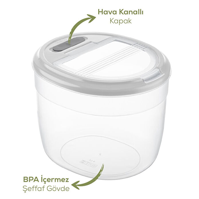 Vienev 4'lü 8 Litre Büyük Boy Plastik Saklama Kabı – Açık Gri Kapaklı