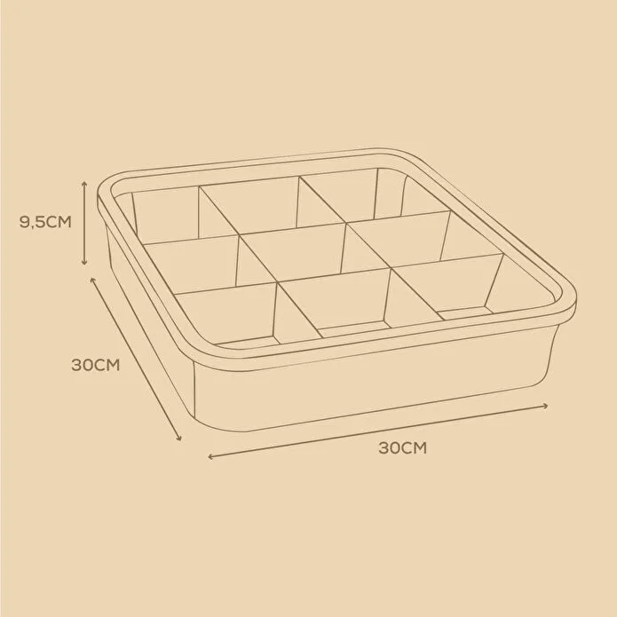 Vienev Ahşap Çerçeveli 9 Bölmeli Kumaş Makyaj Ve Kozmetik Organizer