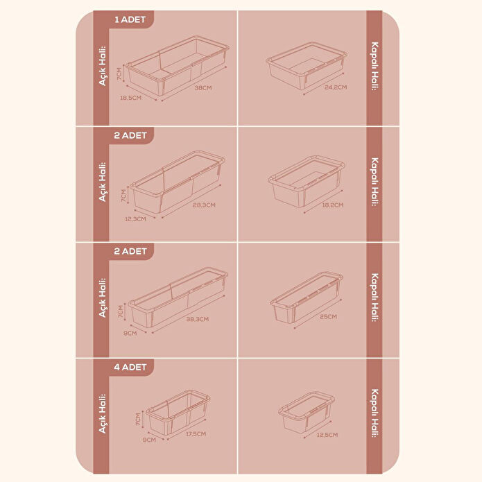 Vienev 9'lu Set Ayarlanabilir Çekmece Içi Düzenleyici Kutu – Uzayıp Kısalabilen Organizer Seti (4a2b2c1d)