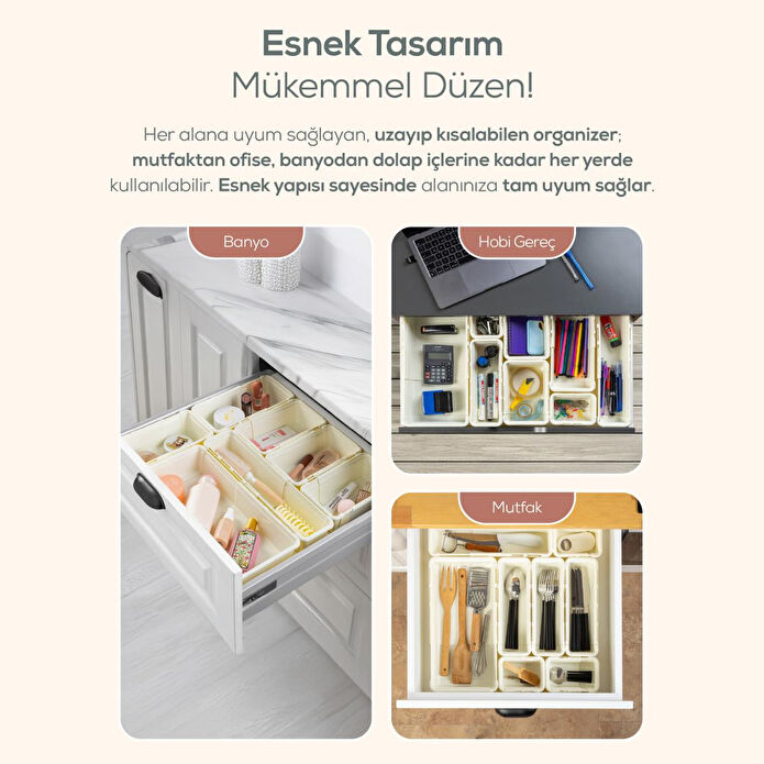 Vienev 4'lü Set Ayarlanabilir Çekmece Içi Düzenleyici Kutu – Uzayıp Kısalabilen Organizer Seti (2a2b)