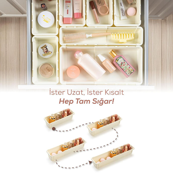 Vienev 5'li Set Ayarlanabilir Çekmece Içi Düzenleyici Kutu – Uzayıp Kısalabilen Organizer Seti (2a2b1c)