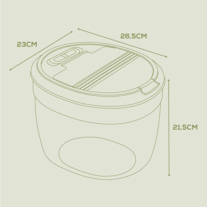 Vienev 2'li 8 Litre Büyük Boy Plastik Saklama Kabı – Açık Gri Kapaklı