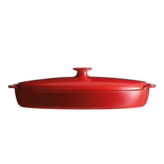 Emile Henry Balık/buğlama/fırın Kabı Oval 2.2 L Kırmızı/burgundy
