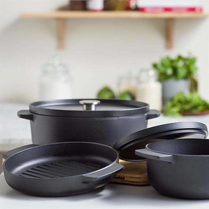 Kitchenaid Yuvarlak Çift Kulplu Izgara Tavası 26 Cm Paslanmaz Çelik