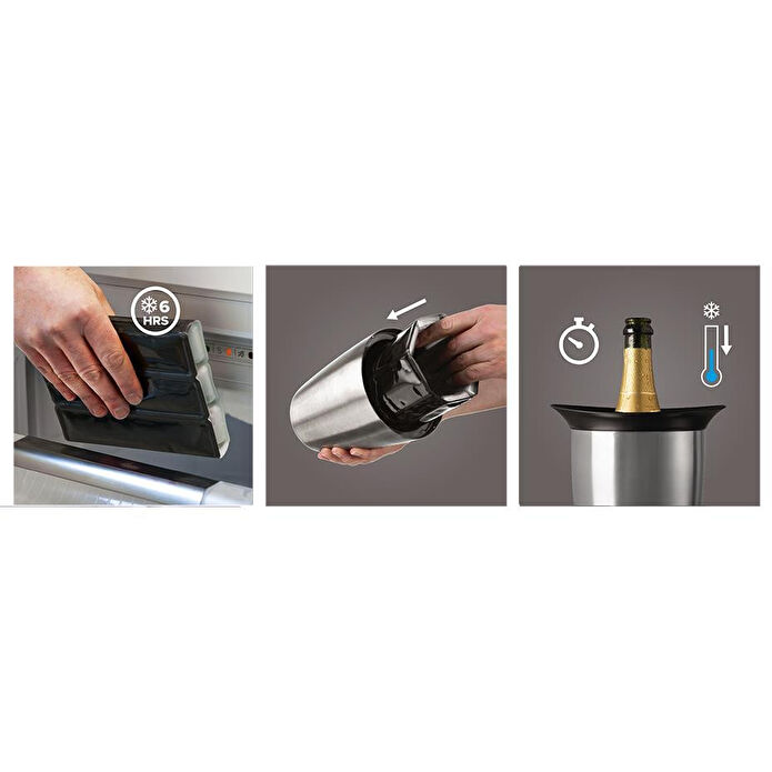 Vacu Vin Aktif Şampanya Soğutucu Zarif Paslanmaz Çelik Kutulu