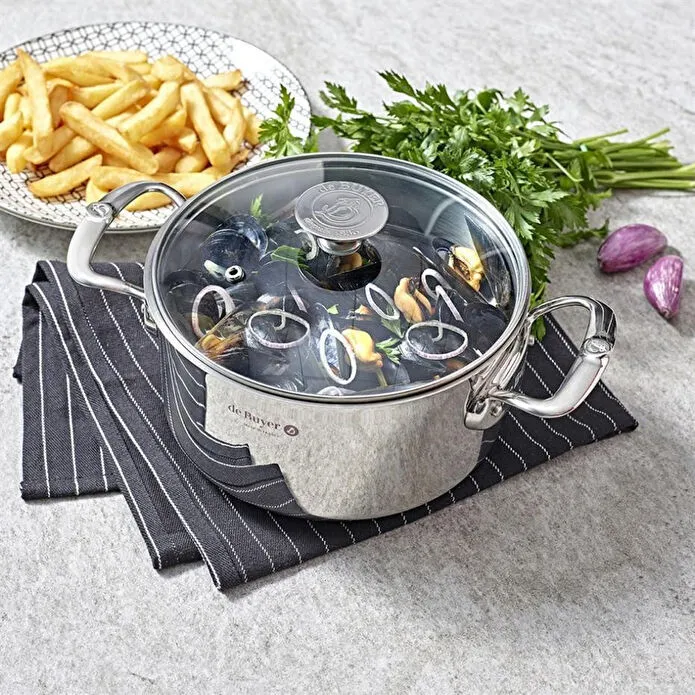 De Buyer Milady Cam Kapaklı Paslanmaz Çelik Tencere 24 Cm Paslanmaz Çelik