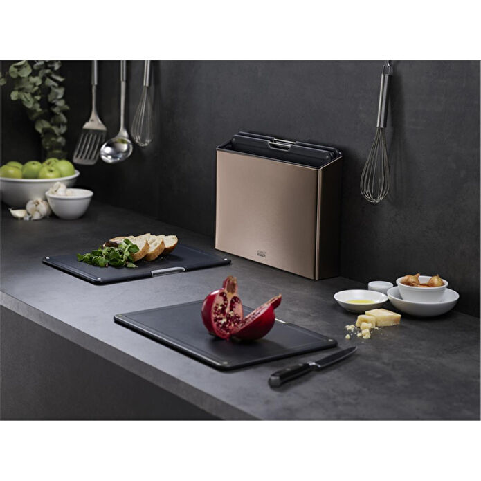 Joseph Joseph Folio Standlı Kesme Tahtası 4 Lü Çelik Gold