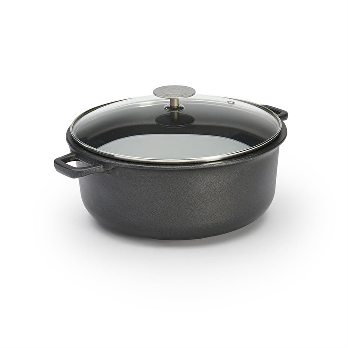 De Buyer Choc Extreme Yapışmaz Kaplama Cam Kapaklı Tencere 24 Cm Siyah