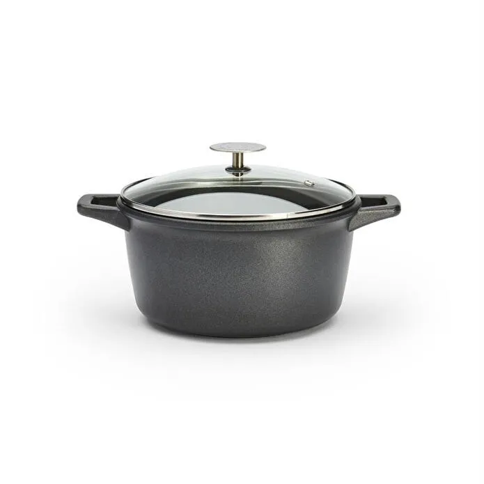 De Buyer Choc Extreme Yapışmaz Kaplama Cam Kapaklı Tencere 20 Cm Siyah