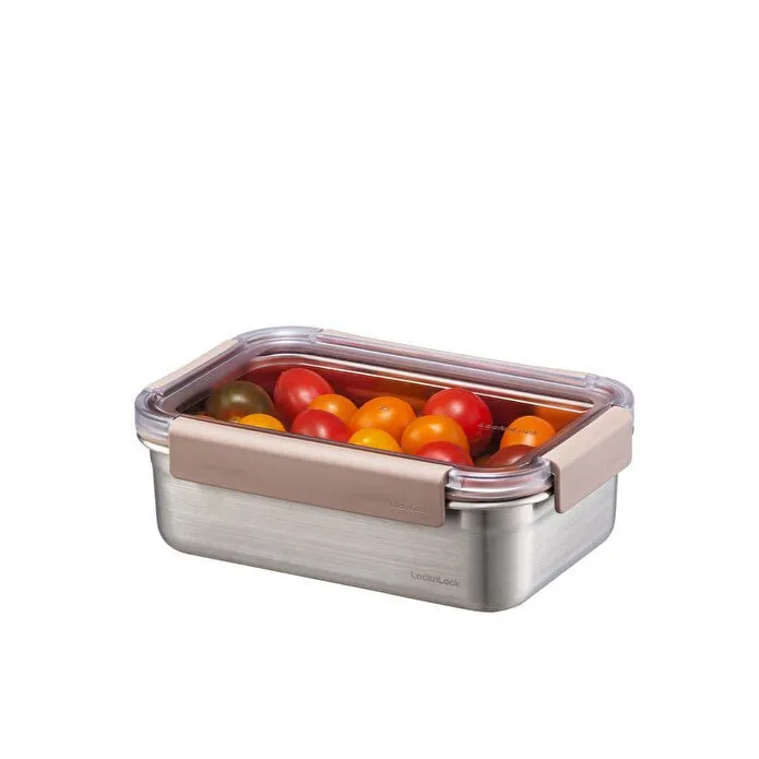 Locknlock Paslanmaz Çelik Fırın & Saklama Kabı Dörtgen Kilitli 1 Lt - Kahverengi