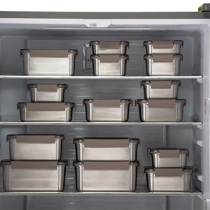 Locknlock Paslanmaz Çelik Fırın & Saklama Kabı Dörtgen Kilitli 2.8 Lt - Kahverengi