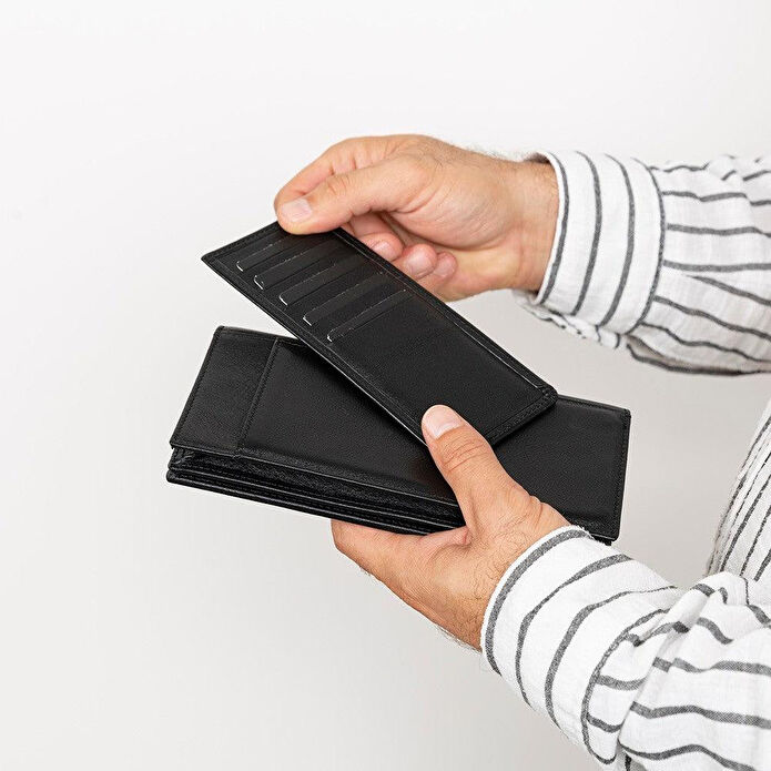 Bloominbag Bloomtenuta Obsidian Black – Hakiki Deri Cüzdan & Telefon Çantası