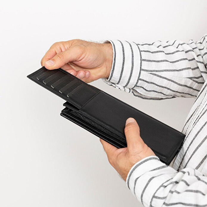 Bloominbag Bloomtenuta Obsidian Black – Hakiki Deri Cüzdan & Telefon Çantası