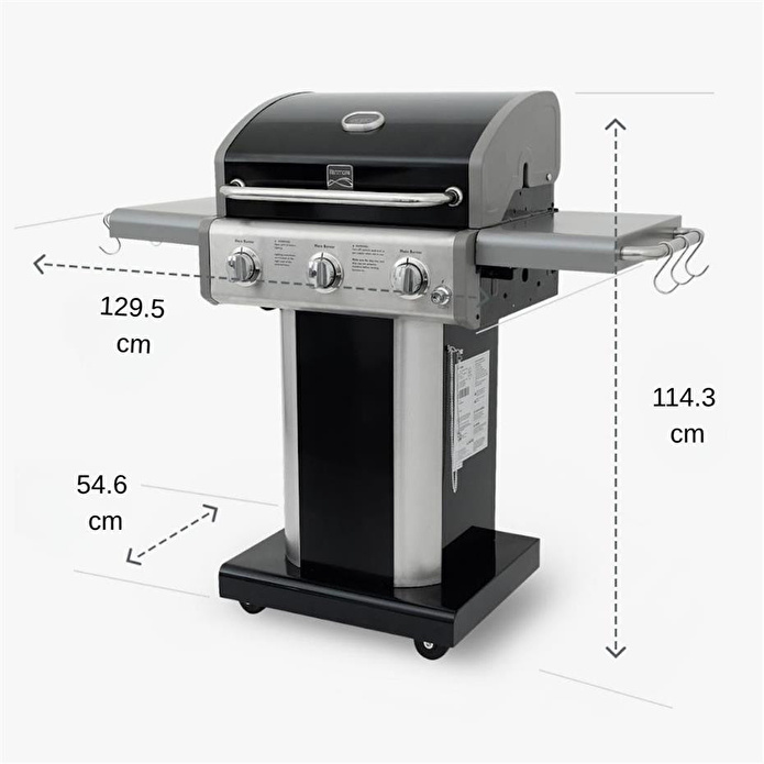 Kenmore Gazlı Barbekü 3 Ocaklı Siyah - Bakır