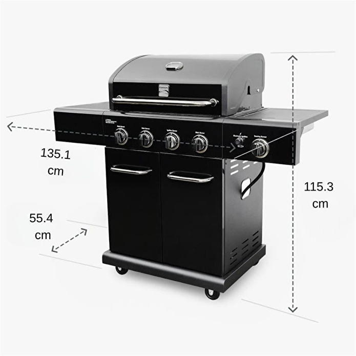 Kenmore Gazlı Barbekü 4 Ocaklı Siyah - Metal
