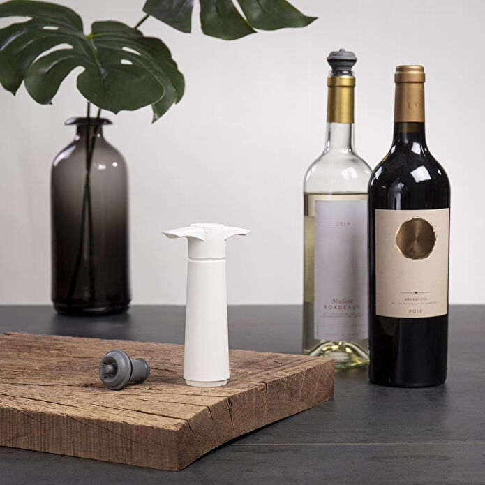 Vacu Vin Şarap Koruyucu Beyaz 1 Pompa 2 Şarap Tıpası - Kutulu Beyaz