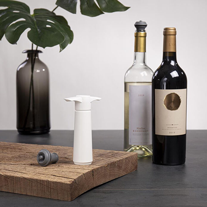 Vacu Vin Şarap Koruyucu Beyaz 1 Pompa 1 Şarap Tıpası Beyaz